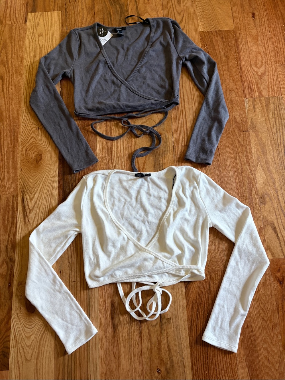 Bundles of two Women’s Wrap Crop Top - White and Gray